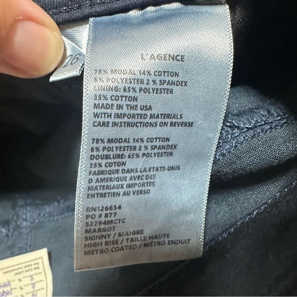Lagence Margot High Rise Skinny In Navy Coated Size 26 - Picture 5 of 6